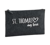 Huuraa Borsa da Toilette St. Thomas my Love Borsa Regalo per cosmetici in feltro Color Carbone da 1 litro St. Thomas my Love Presente
