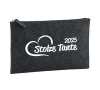 Huuraa Borsa da Toilette Stolze Tante 2025 Herz Borsa Regalo per cosmetici in feltro Color Carbone da 1 litro Stolze Tante 2025 Herz Presente