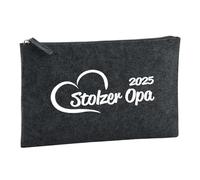 Huuraa Borsa da Toilette Stolzer Opa 2025 Herz Borsa Regalo per cosmetici in feltro Color Carbone da 1 litro Stolzer Opa 2025 Herz Presente