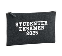 Huuraa Borsa da Toilette Studentereksamen 2025 Borsa Regalo per cosmetici in feltro Color Carbone da 1 litro Studentereksamen 2025 Presente