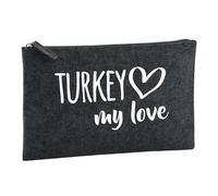 Huuraa Borsa da Toilette Turkey my Love Borsa Regalo per cosmetici in feltro Color Carbone da 1 litro Turkey my Love Presente