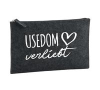 Huuraa Borsa da Toilette Usedom verliebt Borsa Regalo per cosmetici in feltro Color Carbone da 1 litro Usedom verliebt Presente