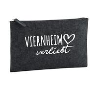 Huuraa Borsa da Toilette Viernheim verliebt Borsa Regalo per cosmetici in feltro Color Carbone da 1 litro Viernheim verliebt Presente