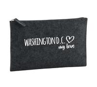 Huuraa Borsa da Toilette Washington D.C. my Love Borsa Regalo per cosmetici in feltro Color Carbone da 1 litro Washington D.C. my Love Presente