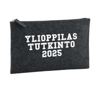 Huuraa Borsa da Toilette Ylioppilastutkinto 2025 Borsa Regalo per cosmetici in feltro Color Carbone da 1 litro Ylioppilastutkinto 2025 Presente