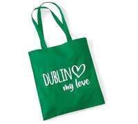 huuraa borsa della spesa Dublin my love Borsa regalo Kelly Green 10 litri cotone Dublin my love Presente