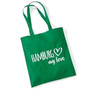 huuraa borsa della spesa Hamburg my love Borsa regalo Kelly Green 10 litri cotone Hamburg my love Presente