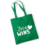 huuraa borsa della spesa Love wins Herz Borsa regalo Kelly Green 10 litri cotone Love wins Herz Presente