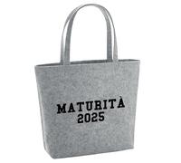 huuraa borsa della spesa Maturità 2025 Borsa shopper regalo grigia 22 litri melange feltro Maturità 2025 accessorio
