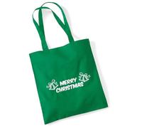 huuraa borsa della spesa Merry Christmas Glocken Borsa regalo Kelly Green 10 litri cotone Merry Christmas Glocken Presente