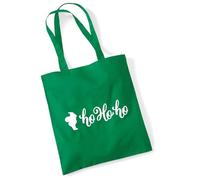 huuraa borsa della spesa Santa Claus Ho Ho Ho Borsa regalo Kelly Green 10 litri cotone Santa Claus Ho Ho Ho Presente