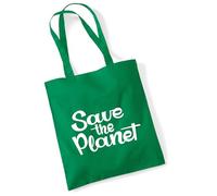 huuraa borsa della spesa Save the Planet Schriftzug Borsa regalo Kelly Green 10 litri cotone Save the Planet Schriftzug Presente