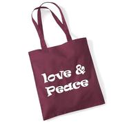 huuraa borsa di cotone Amor y Paz 70s Borsa regalo per la spesa in cotone bordeaux da 10 litri Amor y Paz 70s Sorpresa