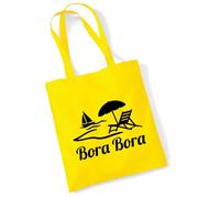 huuraa borsa di cotone Bora Bora French-Polynesia Borsa regalo in tessuto giallo 10 litri cotone Bora Bora French-Polynesia souvenir