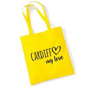 huuraa borsa di cotone Cardiff my love Borsa regalo in tessuto giallo 10 litri cotone Cardiff my love souvenir