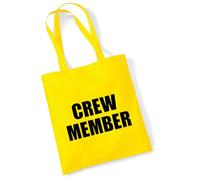 huuraa borsa di cotone Crew Member Schriftzug Borsa regalo in tessuto giallo 10 litri cotone Crew Member Schriftzug souvenir