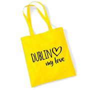 huuraa borsa di cotone Dublin my love Borsa regalo in tessuto giallo 10 litri cotone Dublin my love souvenir