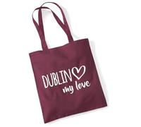 huuraa borsa di cotone Dublin my love Borsa regalo per la spesa in cotone bordeaux da 10 litri Dublin my love Sorpresa
