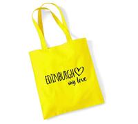 huuraa borsa di cotone Edinburgh my love Borsa regalo in tessuto giallo 10 litri cotone Edinburgh my love souvenir