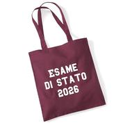 huuraa borsa di cotone Esame di Stato 2026 Borsa regalo per la spesa in cotone bordeaux da 10 litri Esame di Stato 2026 Sorpresa
