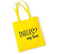huuraa borsa di cotone India my love Borsa regalo in tessuto giallo 10 litri cotone India my love souvenir