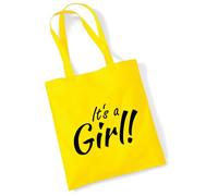 huuraa borsa di cotone It`s a Girl! Schriftzug Borsa regalo in tessuto giallo 10 litri cotone It`s a Girl! Schriftzug souvenir