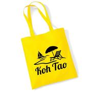 huuraa borsa di cotone Koh Tao Thailand Borsa regalo in tessuto giallo 10 litri cotone Koh Tao Thailand souvenir