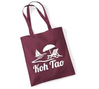 huuraa borsa di cotone Koh Tao Thailand Borsa regalo per la spesa in cotone bordeaux da 10 litri Koh Tao Thailand Sorpresa