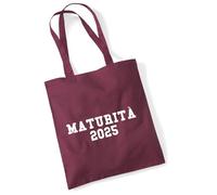 huuraa borsa di cotone Maturità 2025 Borsa regalo per la spesa in cotone bordeaux da 10 litri Maturità 2025 Sorpresa
