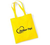 huuraa borsa di cotone Meilleur Papi Borsa regalo in tessuto giallo 10 litri cotone Meilleur Papi souvenir