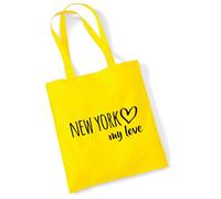 huuraa borsa di cotone New York my love Borsa regalo in tessuto giallo 10 litri cotone New York my love souvenir