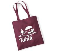 huuraa borsa di cotone Tahiti French-Polynesia Borsa regalo per la spesa in cotone bordeaux da 10 litri Tahiti French-Polynesia Sorpresa