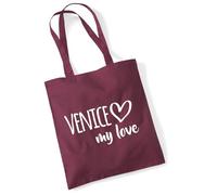 huuraa borsa di cotone Venice my love Borsa regalo per la spesa in cotone bordeaux da 10 litri Venice my love Sorpresa