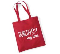 huuraa borsa di stoffa Dublin my love Borsa regalo per la spesa classica rossa da 10 litri in cotone Dublin my love idea regalo