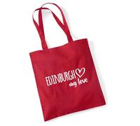 huuraa borsa di stoffa Edinburgh my love Borsa regalo per la spesa classica rossa da 10 litri in cotone Edinburgh my love idea regalo