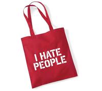 huuraa borsa di stoffa I HATE PEOPLE Borsa regalo per la spesa classica rossa da 10 litri in cotone I HATE PEOPLE idea regalo