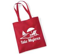 huuraa borsa di stoffa Isla Mujeres Mexico Borsa regalo per la spesa classica rossa da 10 litri in cotone Isla Mujeres Mexico idea regalo