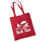 huuraa borsa di stoffa Koh Tao Thailand Borsa regalo per la spesa classica rossa da 10 litri in cotone Koh Tao Thailand idea regalo