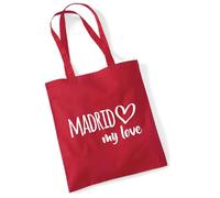 huuraa borsa di stoffa Madrid my love Borsa regalo per la spesa classica rossa da 10 litri in cotone Madrid my love idea regalo