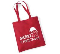 huuraa borsa di stoffa Merry Christmas Katze Borsa regalo per la spesa classica rossa da 10 litri in cotone Merry Christmas Katze idea regalo