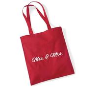 huuraa borsa di stoffa Mrs. & Mrs. Schriftzug Borsa regalo per la spesa classica rossa da 10 litri in cotone Mrs. & Mrs. Schriftzug idea regalo