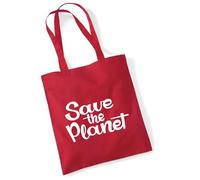 huuraa borsa di stoffa Save the Planet Schriftzug Borsa regalo per la spesa classica rossa da 10 litri in cotone Save the Planet Schriftzug idea regalo