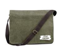 huuraa borsa per computer portatile Stop Racism Borsa a tracolla regalo verde militare 14 litri tela Stop Racism souvenir