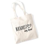 huuraa borsa per il trasporto Bucharest my love Borsa regalo in tessuto naturale 10 litri cotone Bucharest my love accessorio