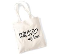 huuraa borsa per il trasporto Dublin my love Borsa regalo in tessuto naturale 10 litri cotone Dublin my love accessorio
