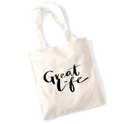 huuraa borsa per il trasporto Great Life Schriftzug Borsa regalo in tessuto naturale 10 litri cotone Great Life Schriftzug accessorio