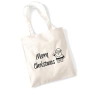 huuraa borsa per il trasporto Merry Christmas Weihnachtsmann Borsa regalo in tessuto naturale 10 litri cotone Merry Christmas Weihnachtsmann accessorio