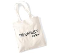 huuraa borsa per il trasporto Philadelphia my love Borsa regalo in tessuto naturale 10 litri cotone Philadelphia my love accessorio