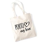 huuraa borsa per il trasporto Porto my love Borsa regalo in tessuto naturale 10 litri cotone Porto my love accessorio