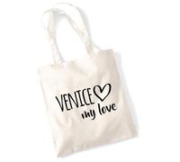 huuraa borsa per il trasporto Venice my love Borsa regalo in tessuto naturale 10 litri cotone Venice my love accessorio